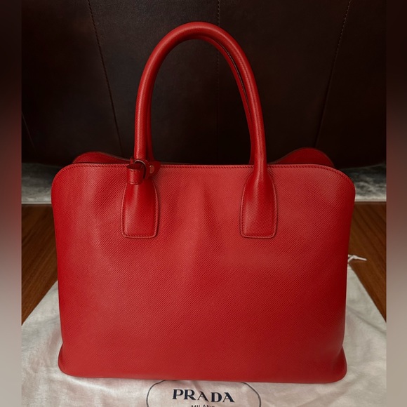 PRADA Saffiano Leather Red Handbag - Picture 5 of 10